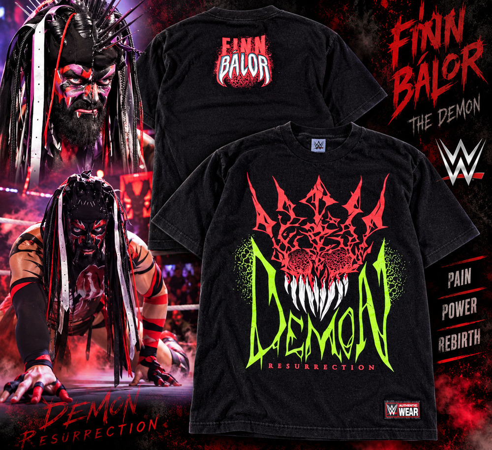WWE Finn Balor Demon Resurrection T-Shirt Men's M Black Authentic Wear Wrestling
